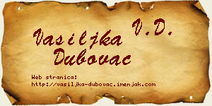 Vasiljka Dubovac vizit kartica